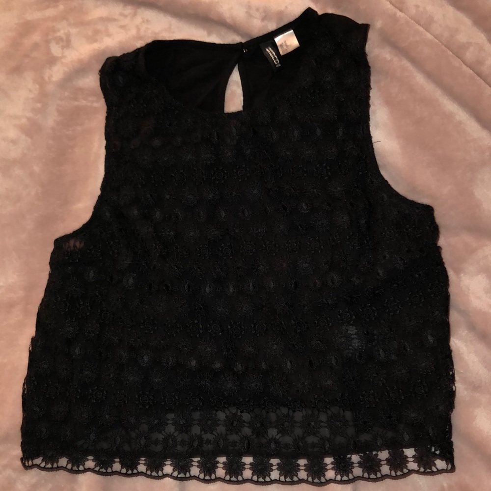 Divided Sheer Lace Crop top